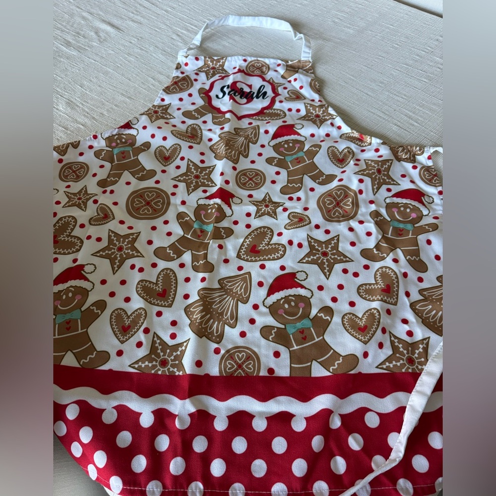 Festive Kids Gingerbread Apron - monogrammed for Sarah